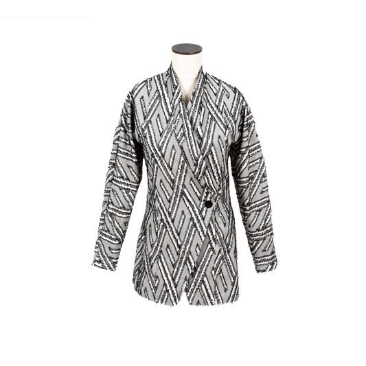 Double Breasted Wool Kimono Jacket in deconstructed fabric