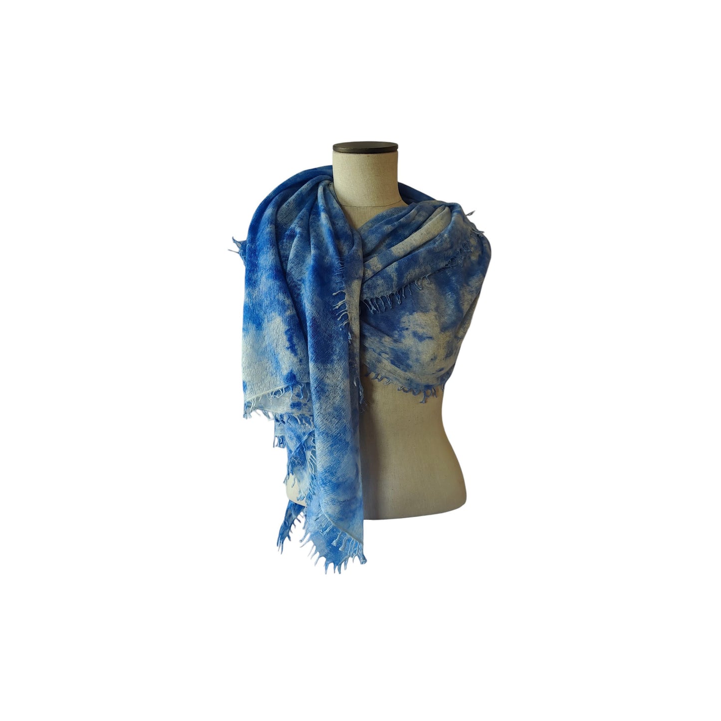 Ice Dyed Cashmere Scarf -  Baby Blue White