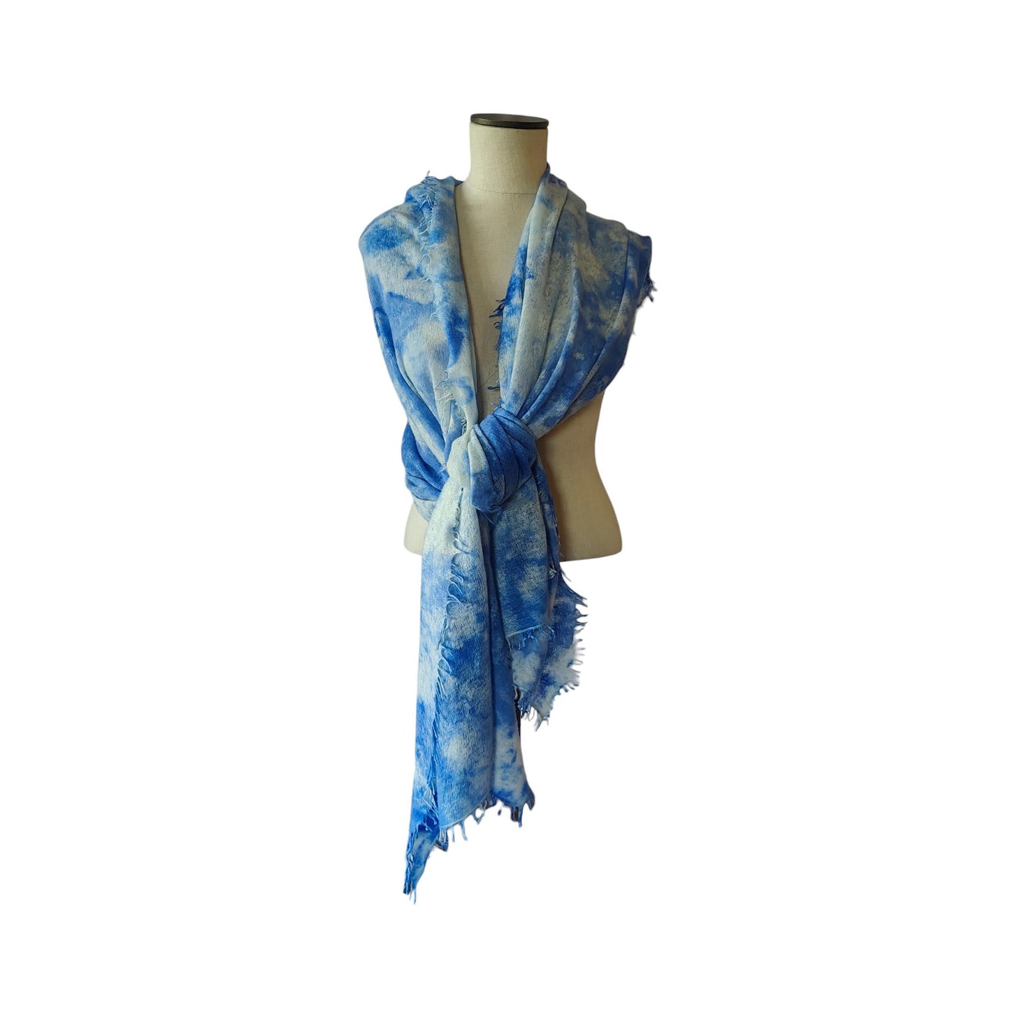 Ice Dyed Cashmere Scarf -  Baby Blue White