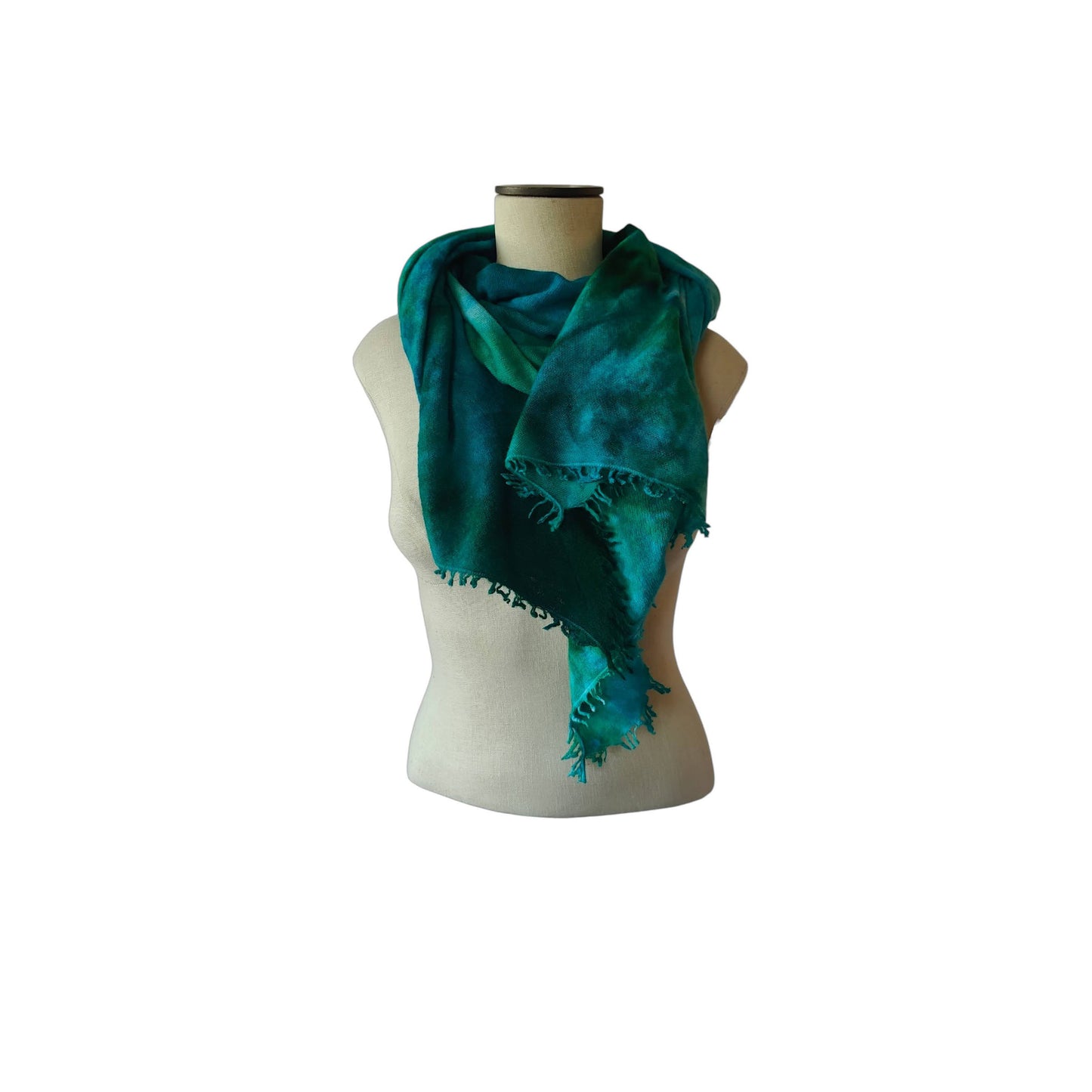 Ice Dyed Cashmere Peacock Blue Green