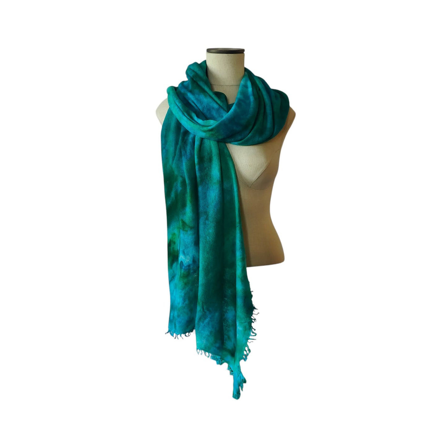 Ice Dyed Cashmere Peacock Blue Green