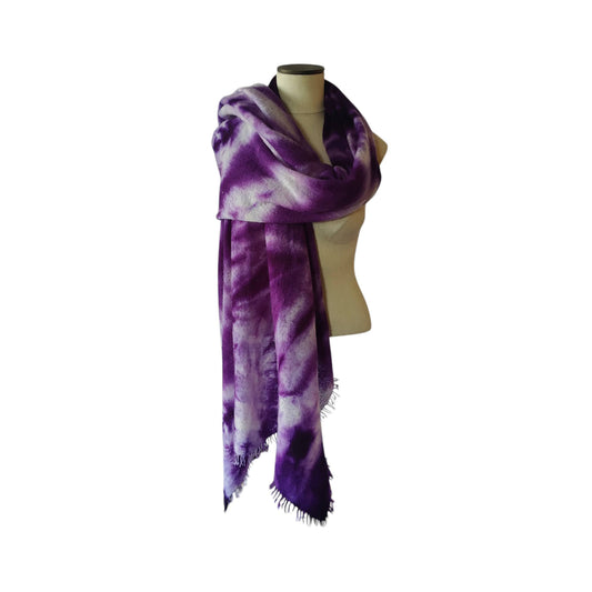 Ice Dyed Cashmere Scarf - Purple White