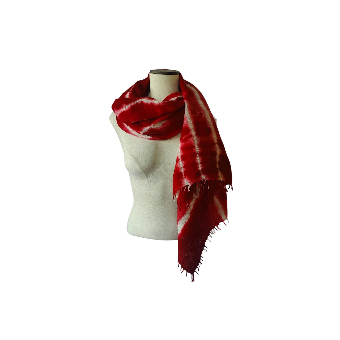 Tie Dyed Cashmere Scarf - Red White