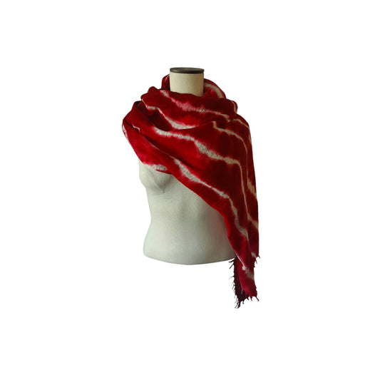 Tie Dyed Cashmere Scarf - Red White