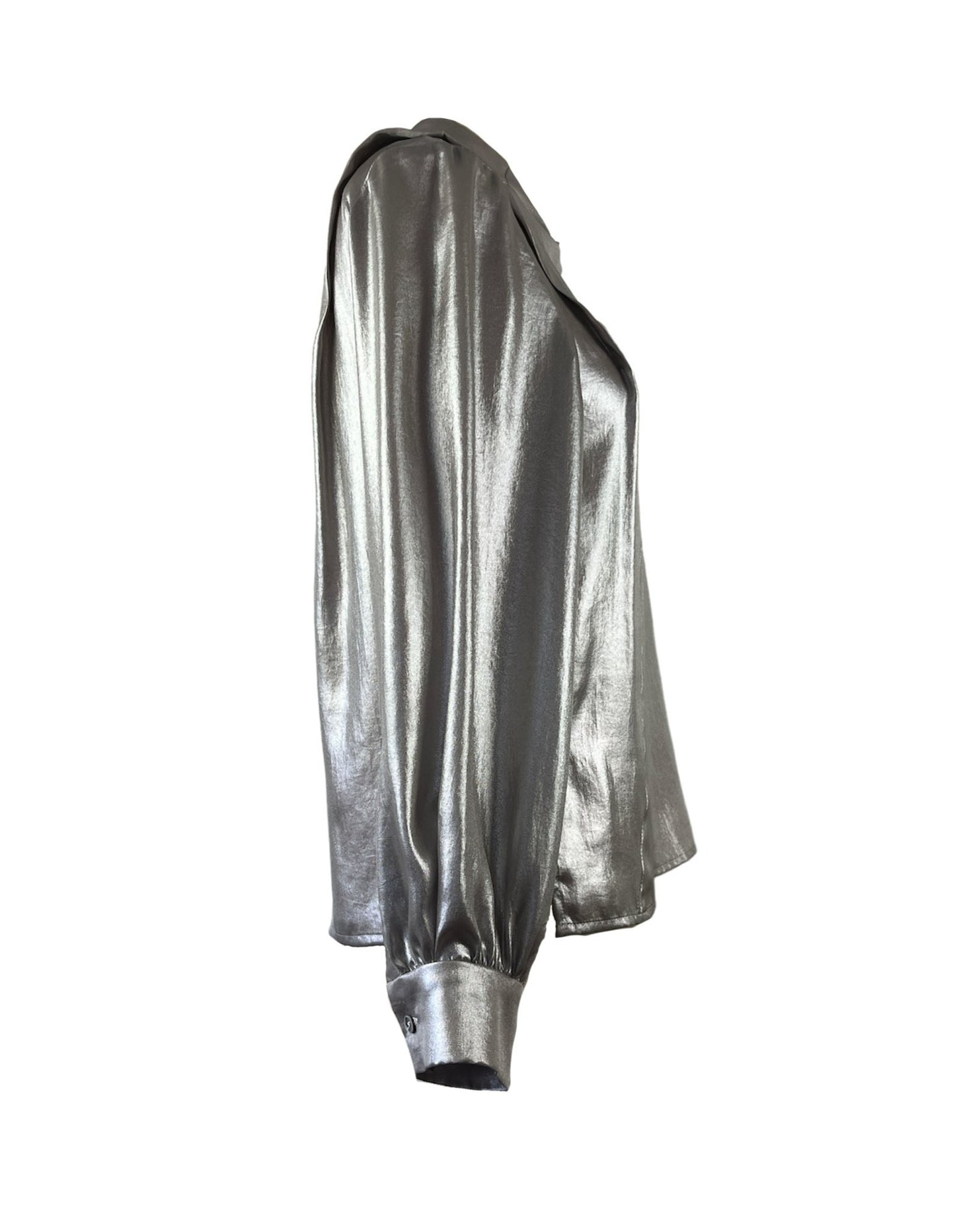 Side of Silk blouse in silver shine