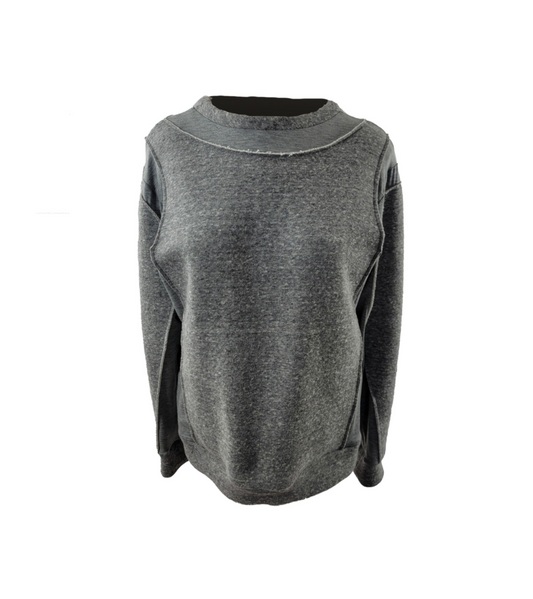 Jersey and Lyocell / cotton sweat shirt with incorporated front seam inset pocket in Gray