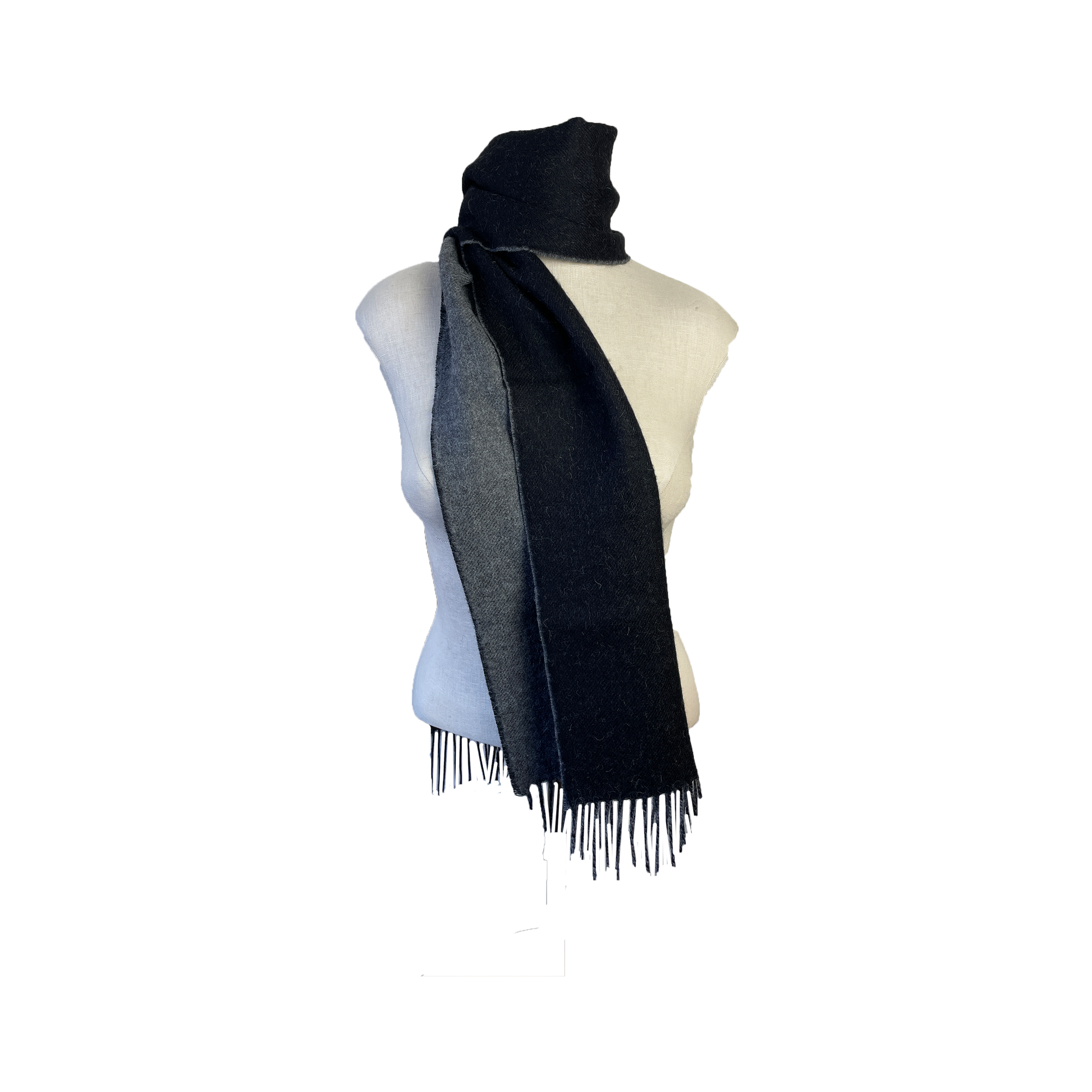 Alpaca Double Face Scarf in Black and Charcoal