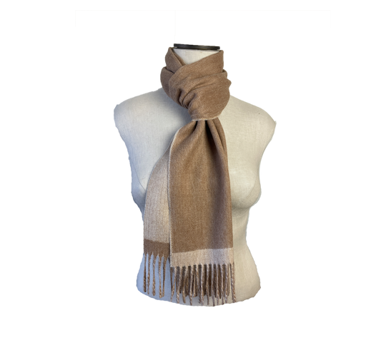 Alpaca Double Face Scarf in Camel and Beige