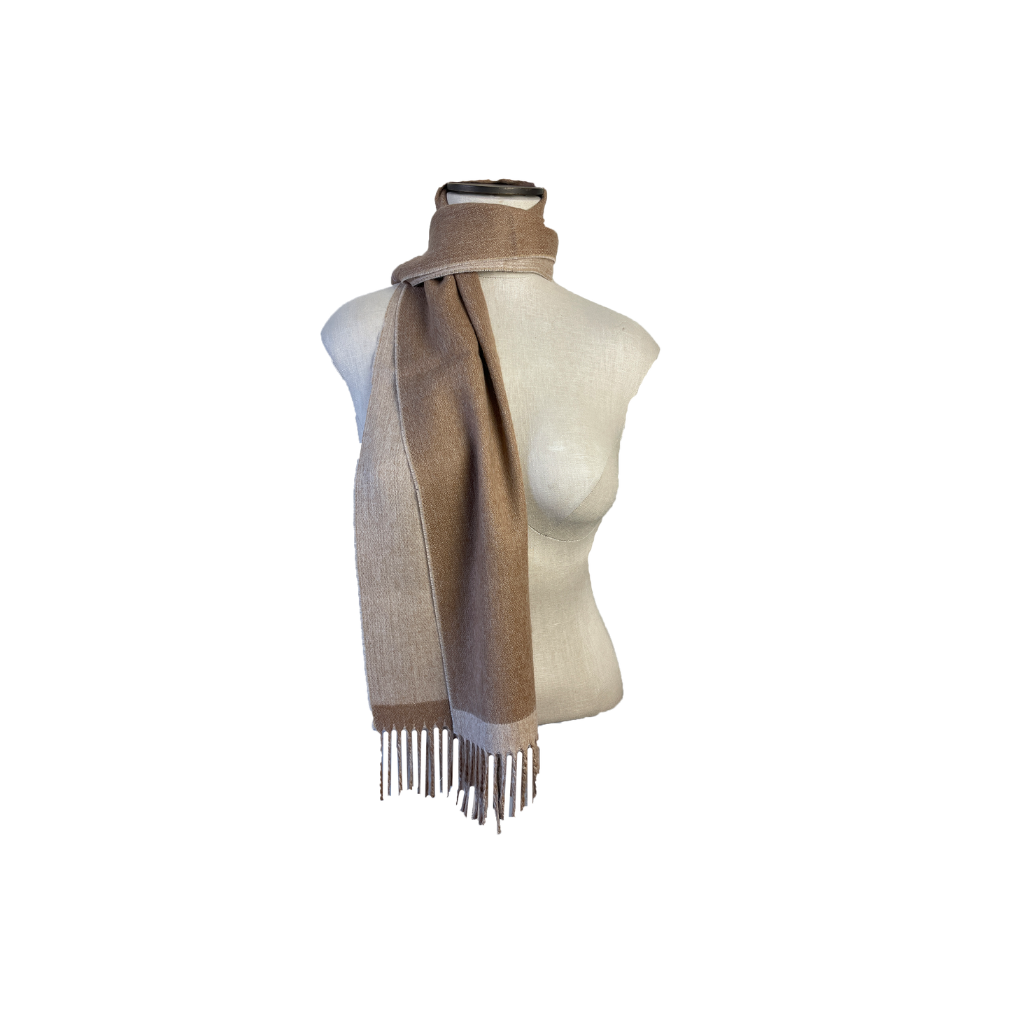 Alpaca Double Face Scarf in Camel and Beige
