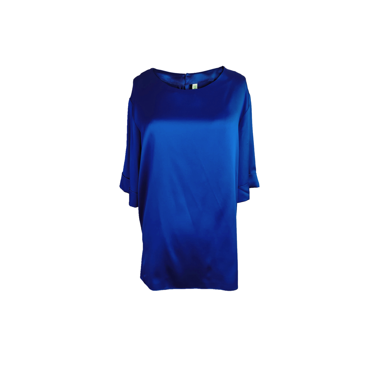 Long cobalt blue top with folded sleeves 