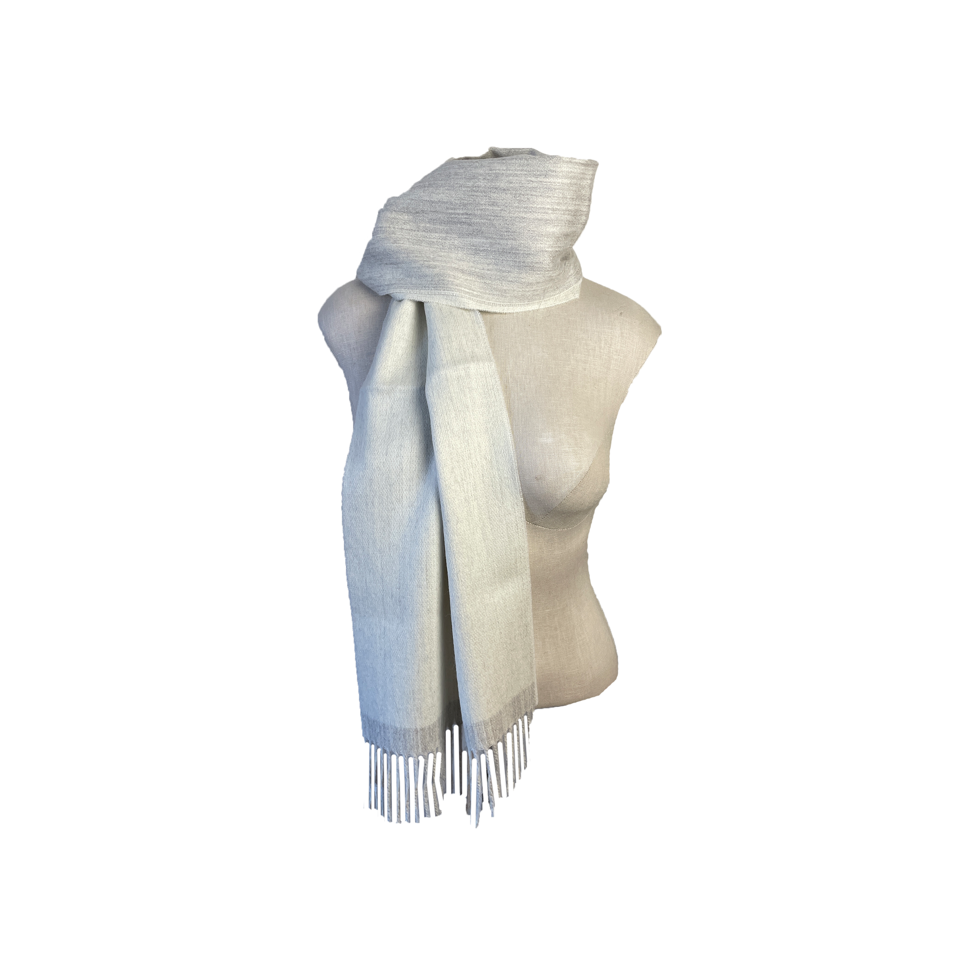 Alpaca Double Face Scarf in Grey and off-white