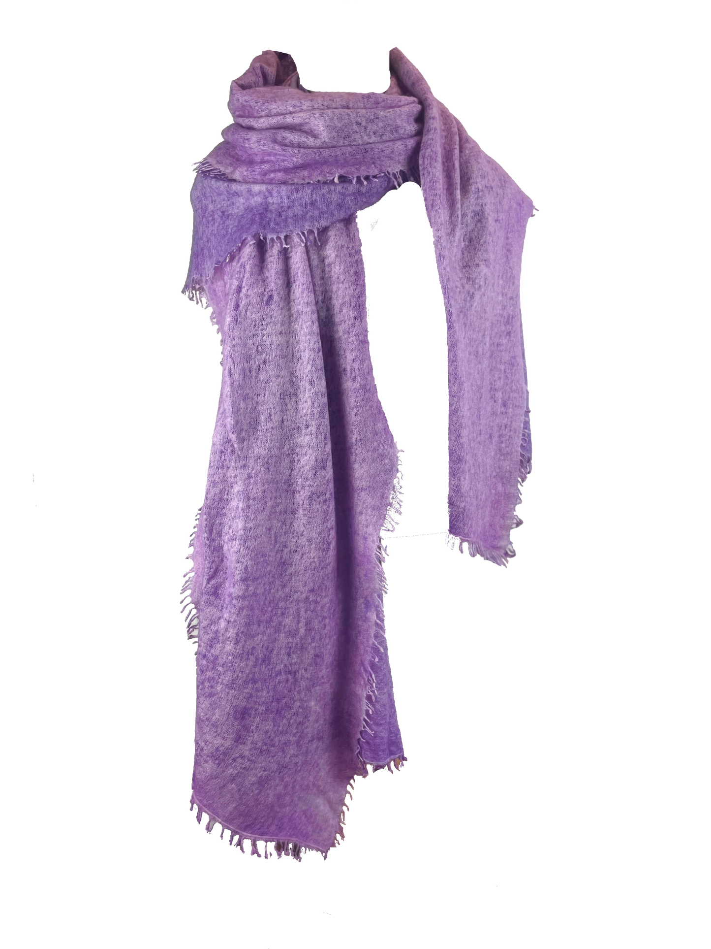 Wrapped cashmere fringed scarf in lavender