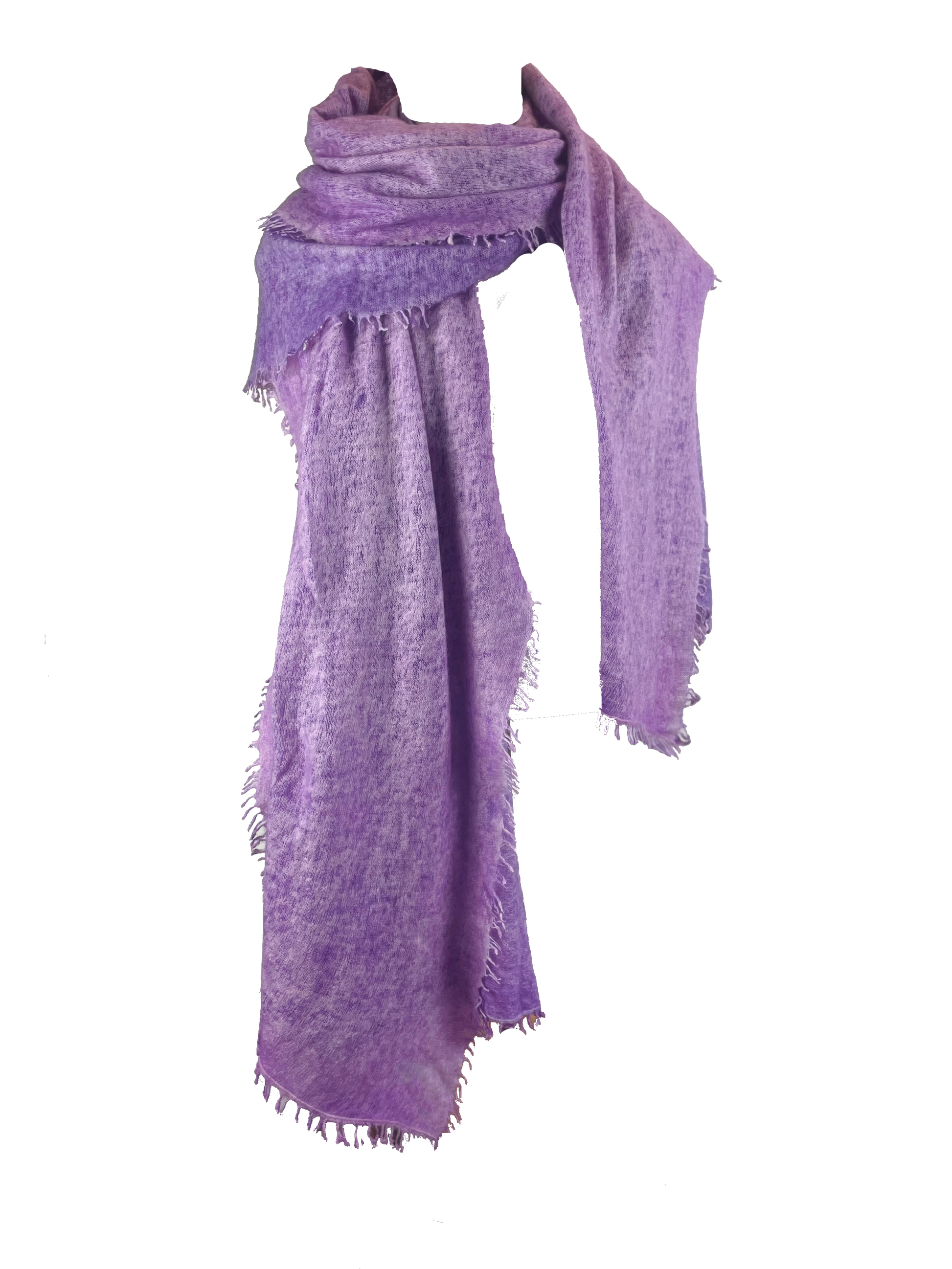 Wrapped cashmere fringed scarf in lavender