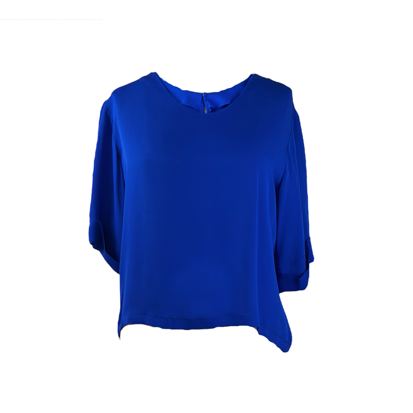 Cobalt blue cropped silk boxy top