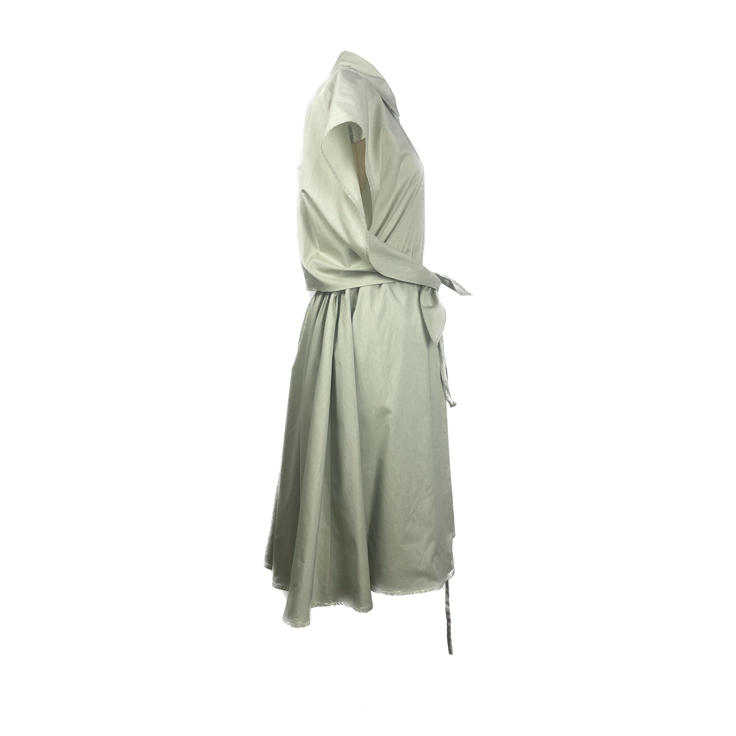 Cotton Cotton dress with button detailing and adjustable waist in soft sage