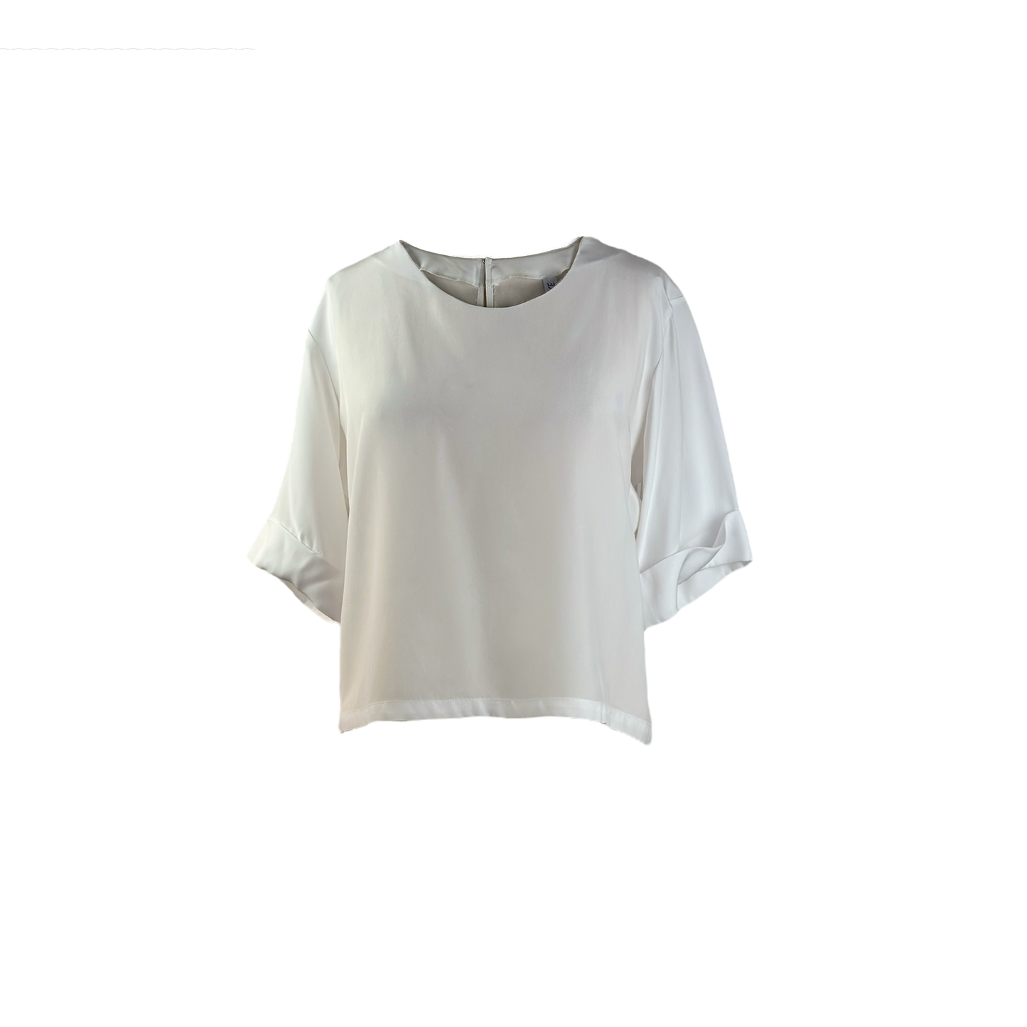 White cropped silk boxy top