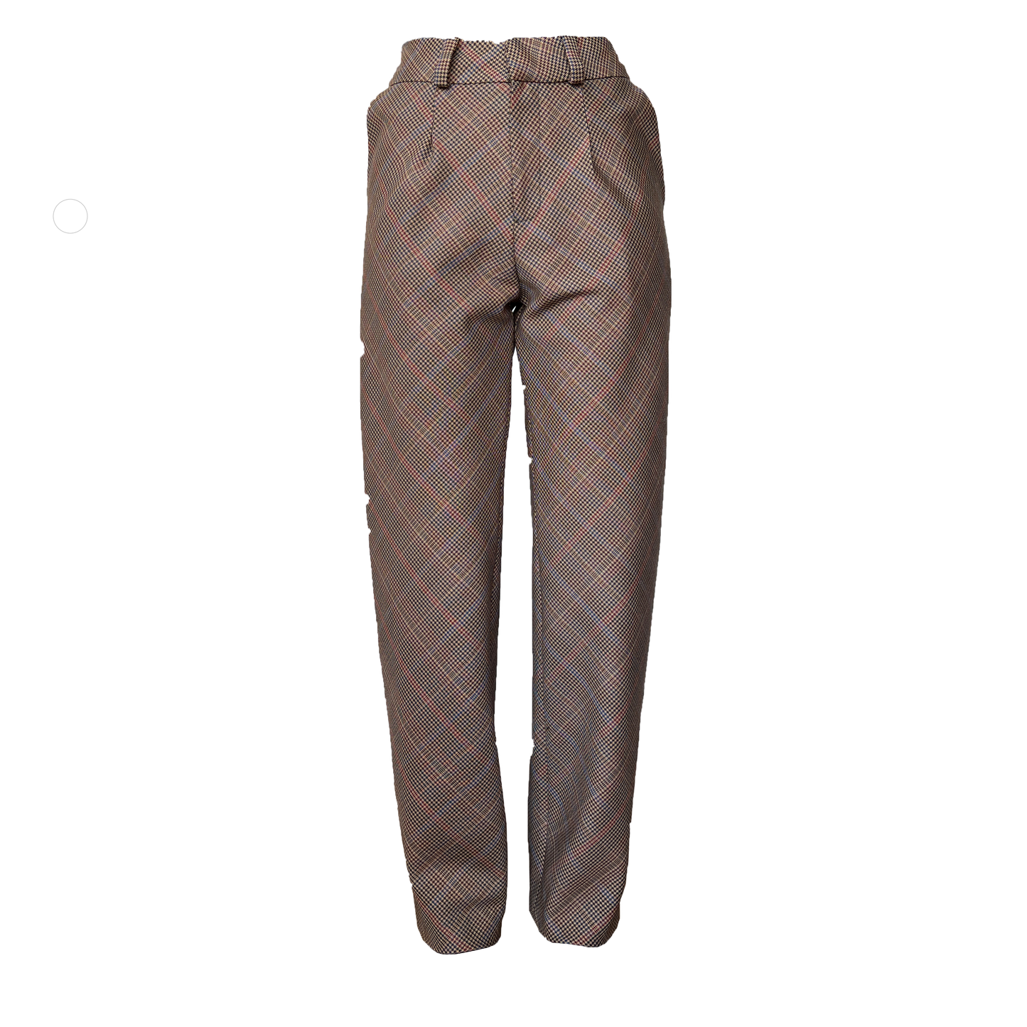 Brown plaid bias cut pant with opening pleat