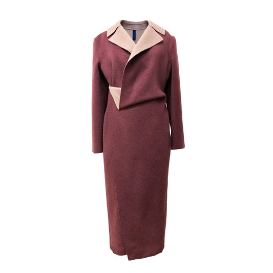 Tailored look double-face wool and cashmere blend raspberry pink coat