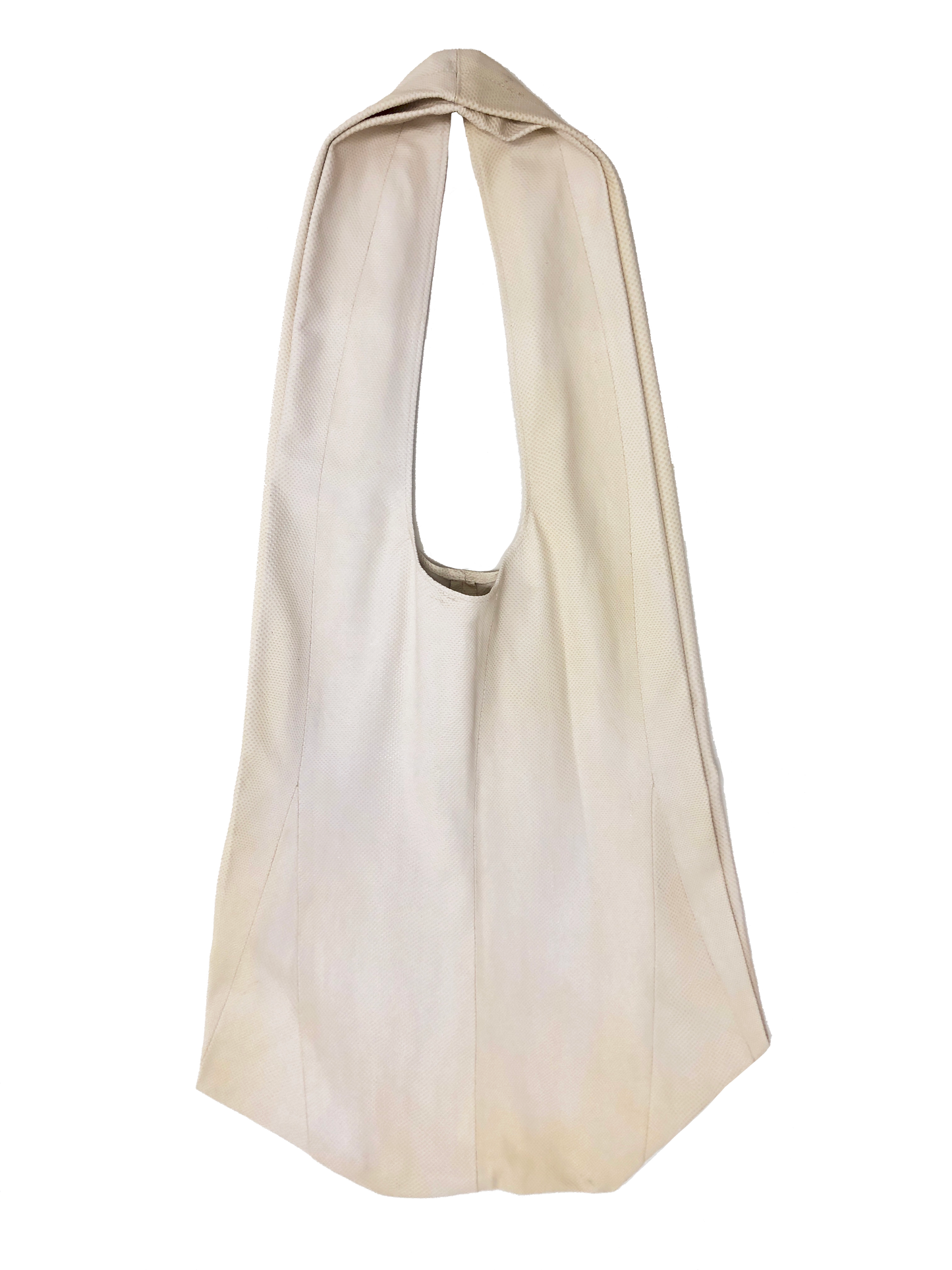 Back of beige acrochordus snakeskin tote bag with wide shoulder strap