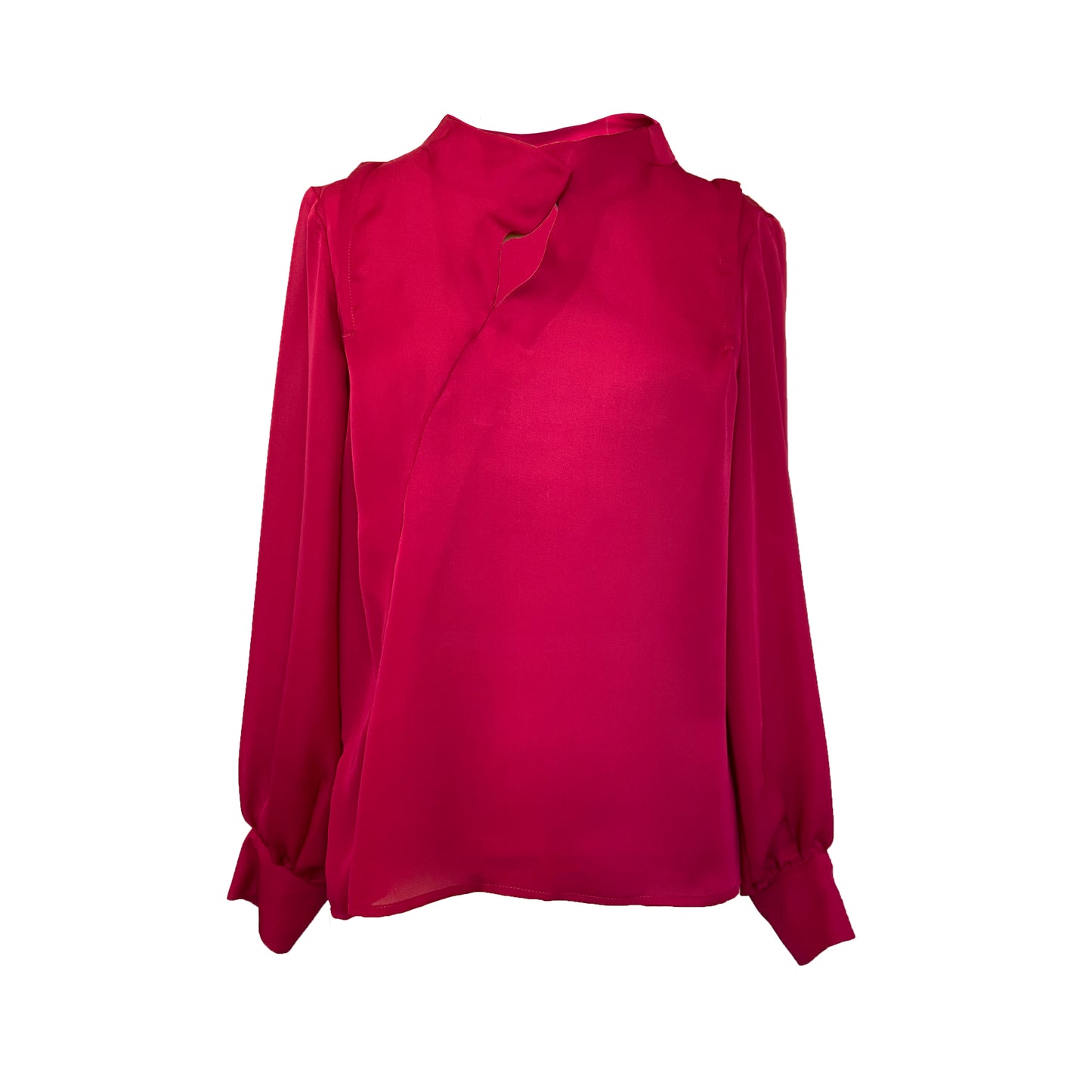 Silk blouse in cherry red